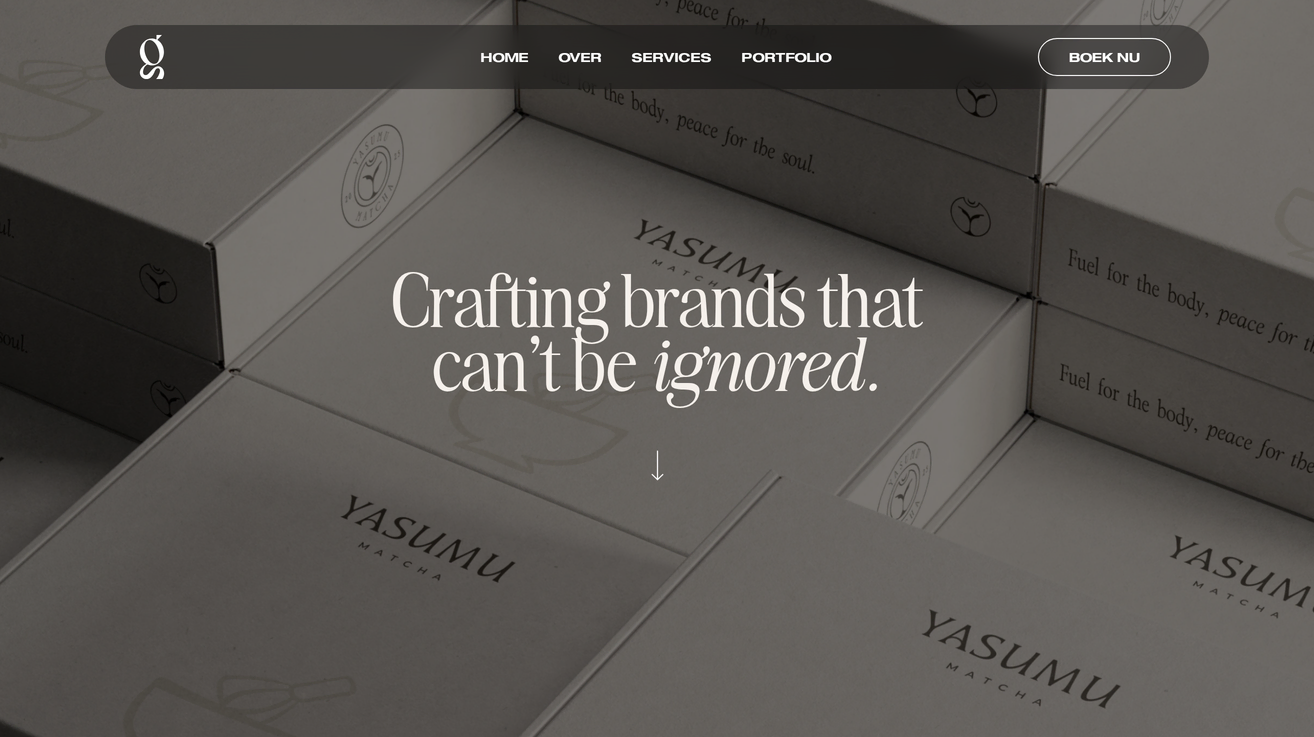 Project Graphink van Zeeuwsweb: de homepage met de slogan Crafting brands that can’t be ignored en uitgelicht werk