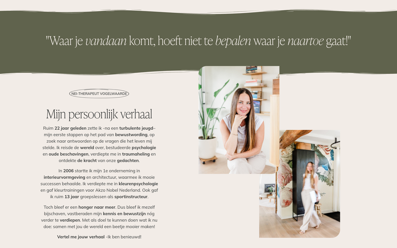 Project IB-BEWUST van Zeeuwsweb: Mijn persoonlijk verhaal, met een citaat erboven en twee foto's die elkaar deels overlappen