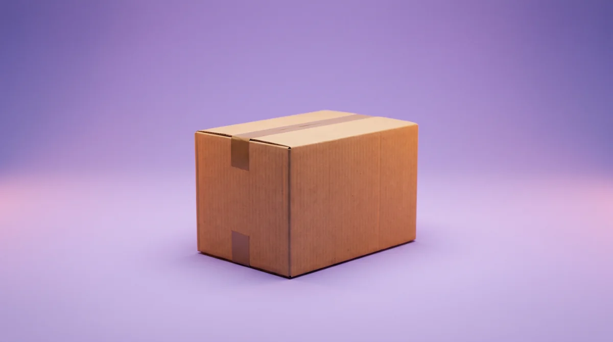 Een dichtgeplakte kartonnen verhuisdoos, als beeld bij een website verhuizen